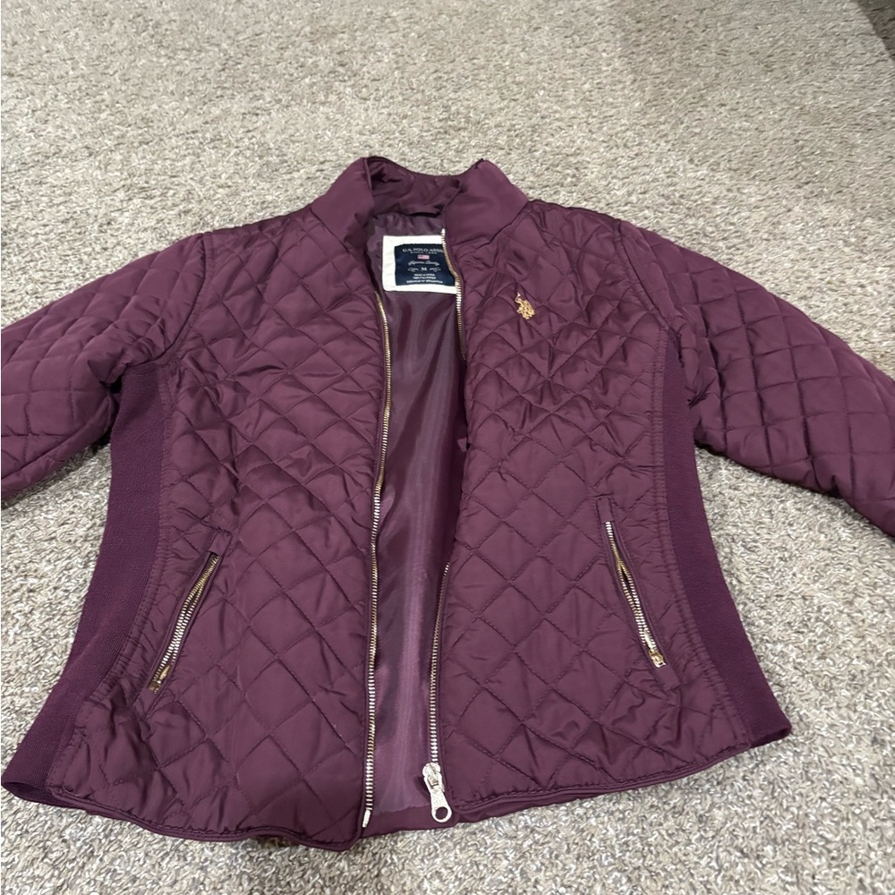 US Polo Assn Purple Bomber Jacket with Quilted Design